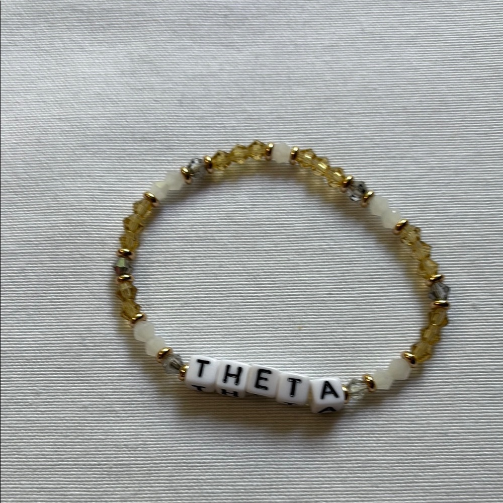 Theta Beaded Bracelet - Gold and White